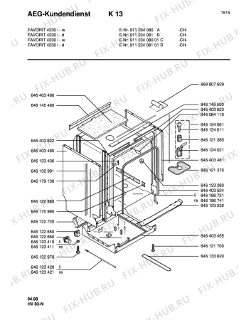 Взрыв-схема посудомоечной машины Aeg FAV4230I-W CH - Схема узла Housing 001